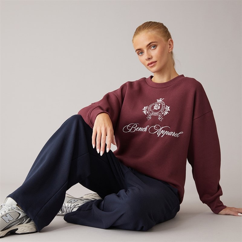Dame urna oversized crew sweat med våbenskjoldsgrafik Cordovan - Billede 4