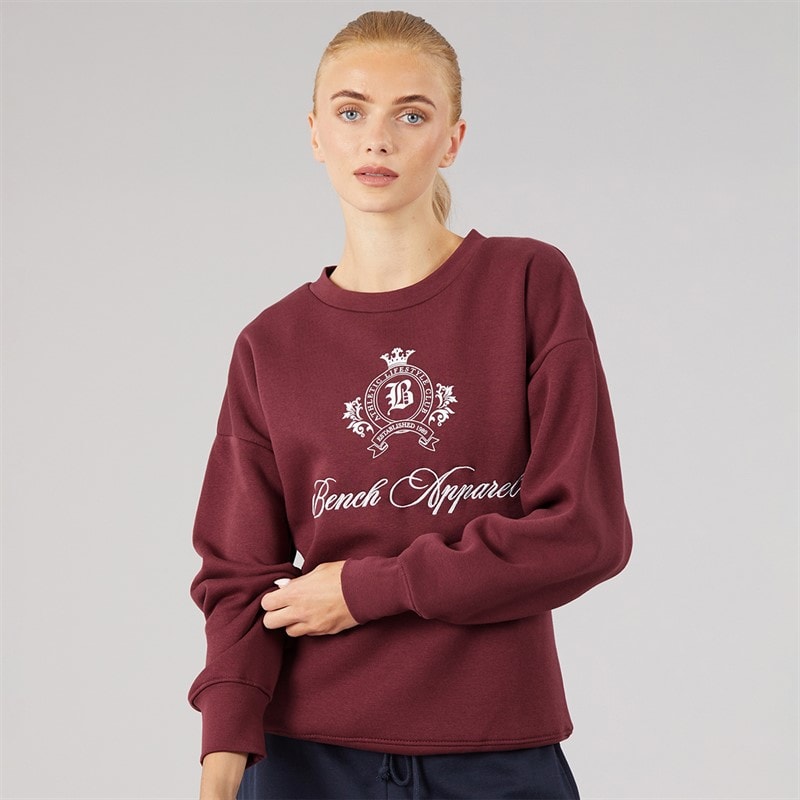 Dame urna oversized crew sweat med våbenskjoldsgrafik Cordovan - Billede 5