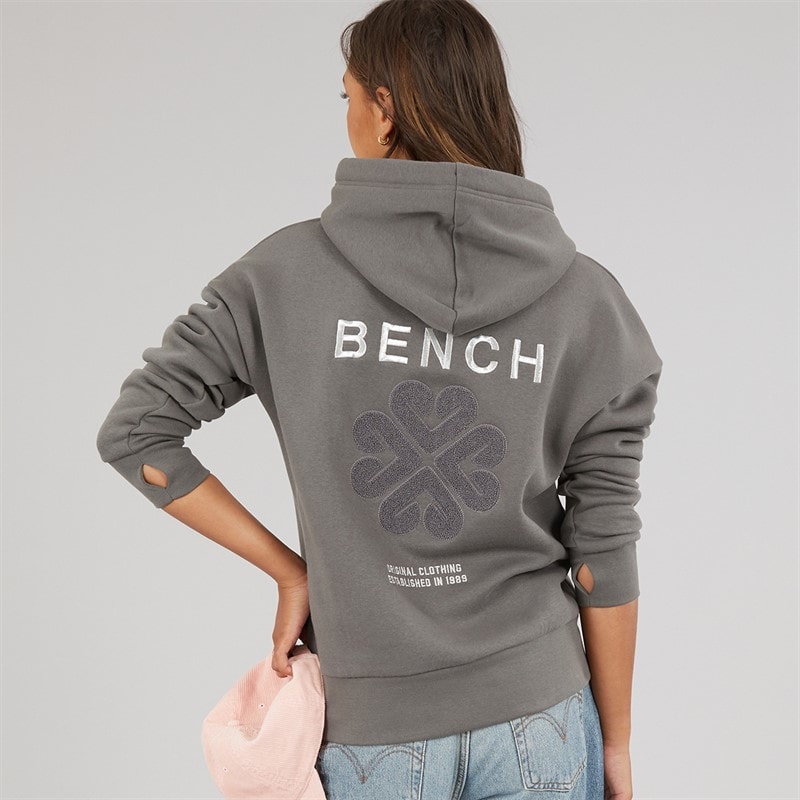 Bench Dame amba hættetrøje med boucle grafik - Charcoal