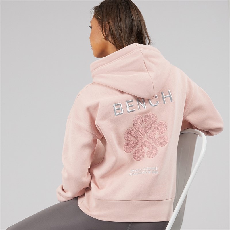 Dame amba hættetrøje med boucle grafik Light Dusky Pink - Billede 1