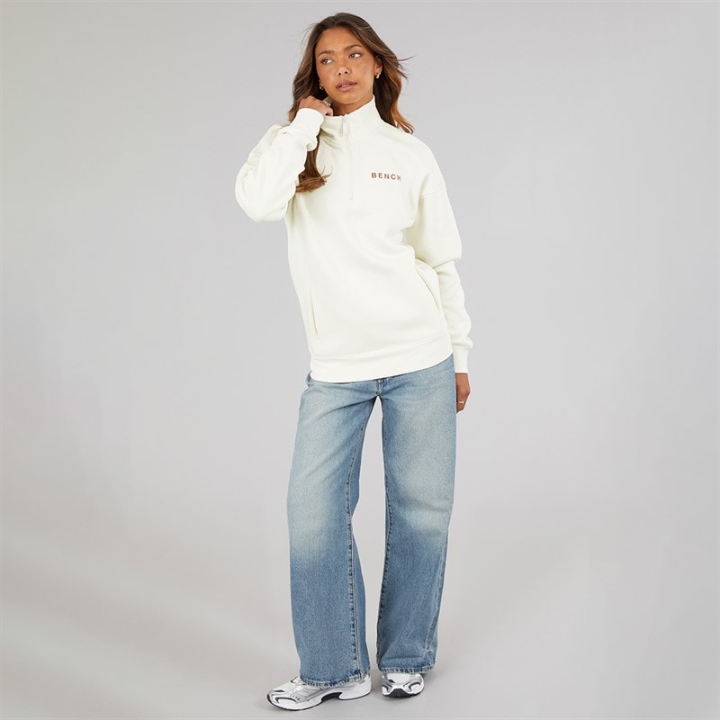 Dame farla oversized 1/4-zip Winter White - Billede 4