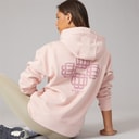 Dame rietta oversized hættetrøje med grafik Light Dusky Pink