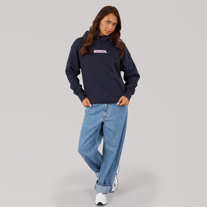 Dame fessa oversized hættetrøje med grafisk print Marineblå - Billede 4