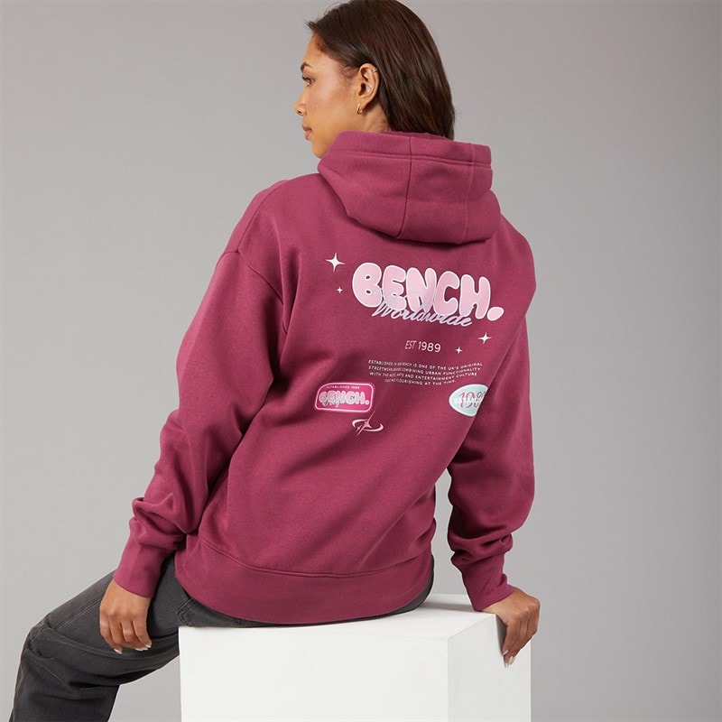 Dame fessa oversized hættetrøje med grafisk print Berry - Billede 1