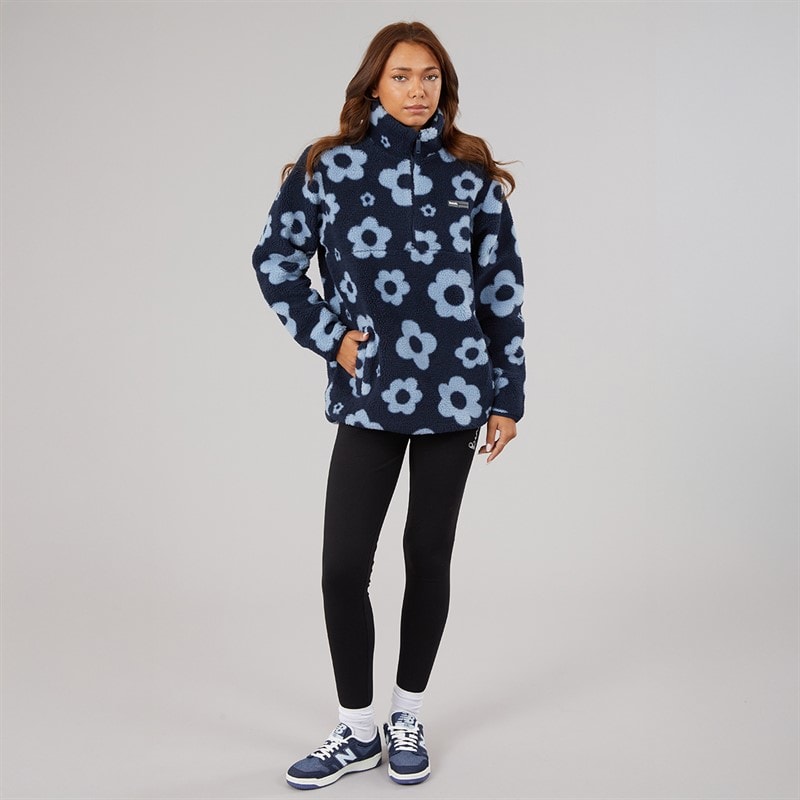 Dame dessa fleece med 1/4 lynlås Marineblå/Dusky Blue - Billede 4