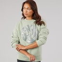 Dame kaye crew sweatshirt med glitrende grafik Sage Green