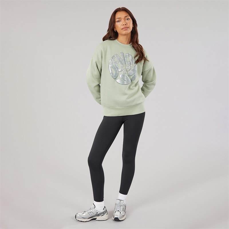 Dame kaye crew sweatshirt med glitrende grafik Sage Green - Billede 3