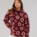 Dame dessa fleece med 1/4 lynlås Cordovan/Hellrosa