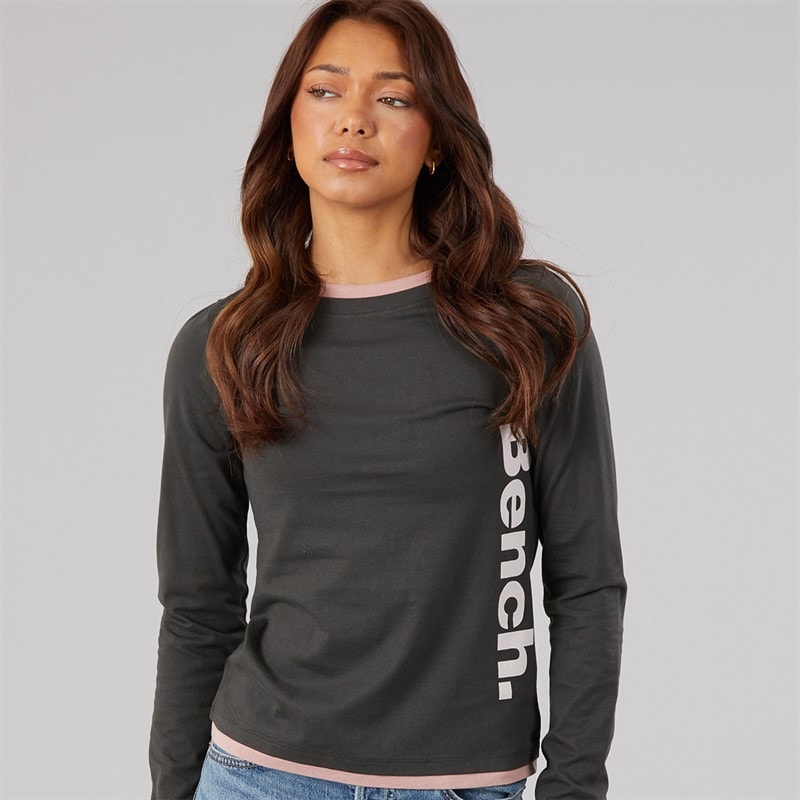 Bench Dame daina kontrast dobbeltsidet t-shirt - Sort/Woodrose