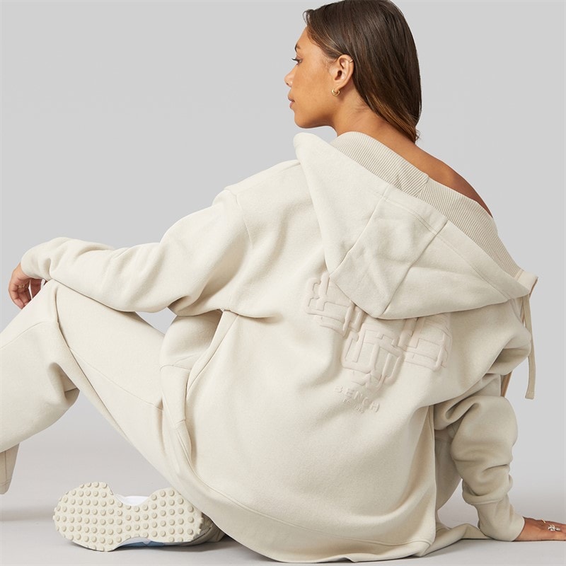 Dame clari oversize zip-thru med grafik Stone Grey - Billede 1
