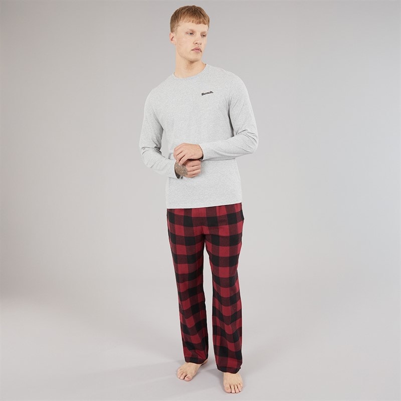 Bench Herre maugham loungedragt - Grey Marl/Cranberry Juice/Sort Check