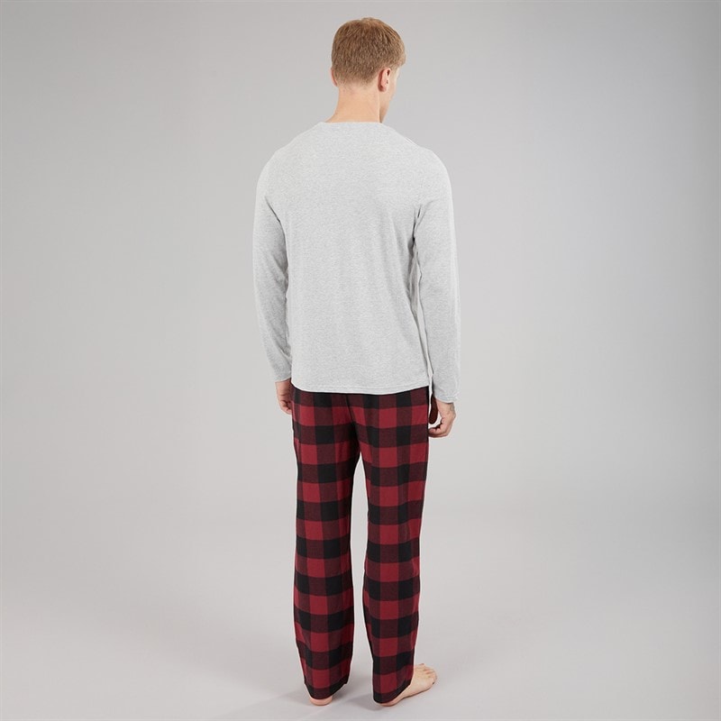 Herre maugham loungedragt Grey Marl/Cranberry Juice/Sort Check - Billede 2