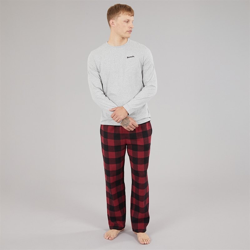Herre maugham loungedragt Grey Marl/Cranberry Juice/Sort Check - Billede 4