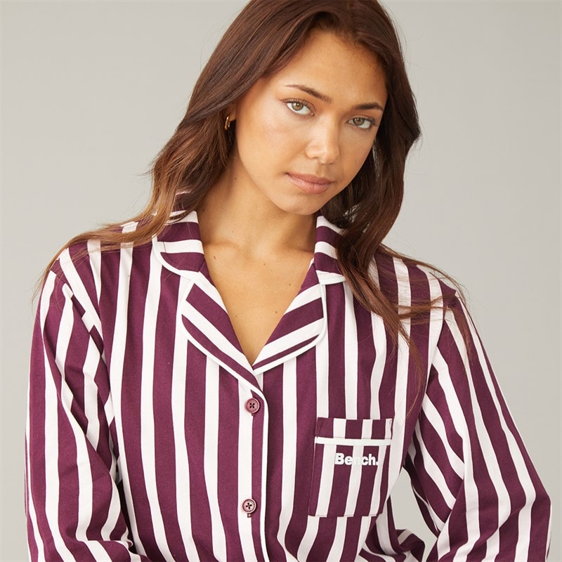 Dame siesta pyjamas Cherry Lacquer/Rosa Stripe - Billede 3