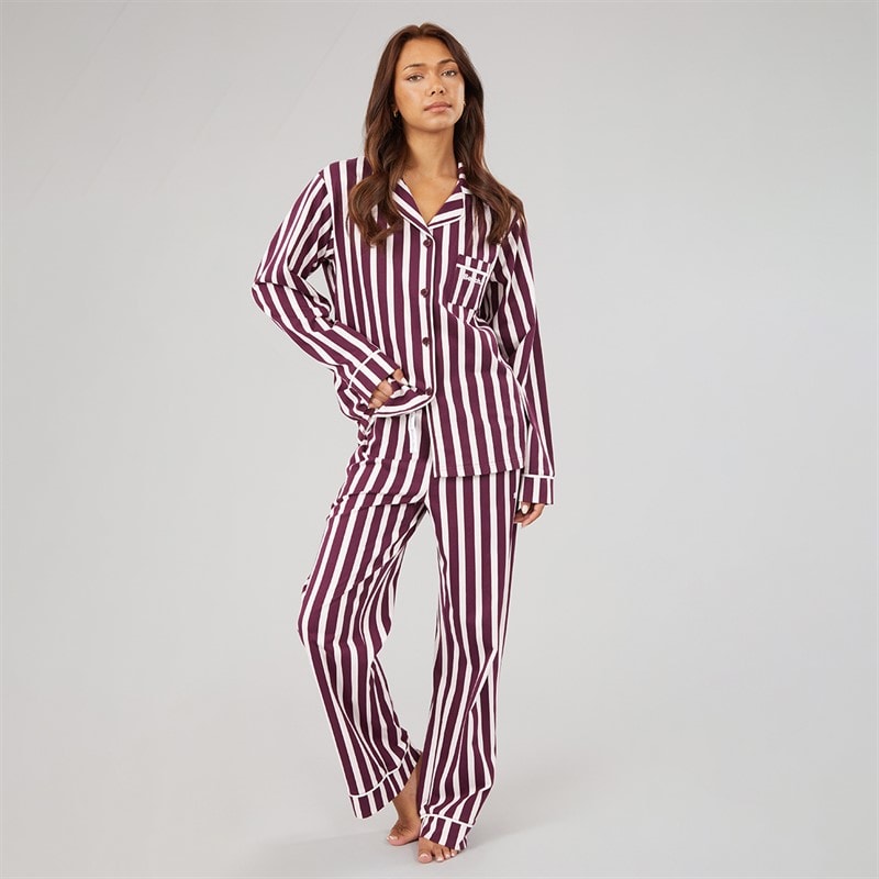 Dame siesta pyjamas Cherry Lacquer/Rosa Stripe - Billede 4