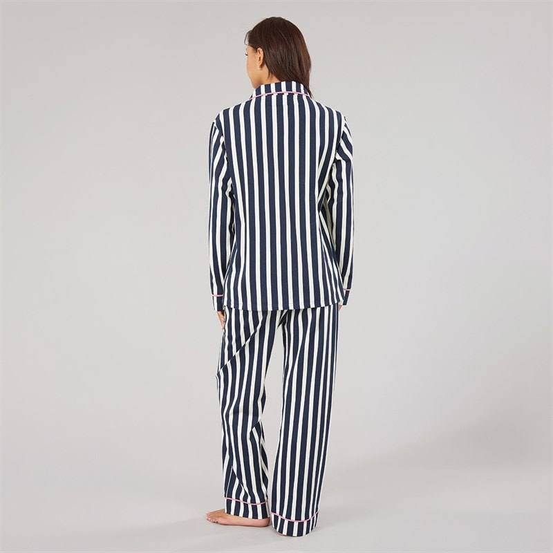 Dame siesta pyjamas Navy/Ecru Stripe - Billede 2