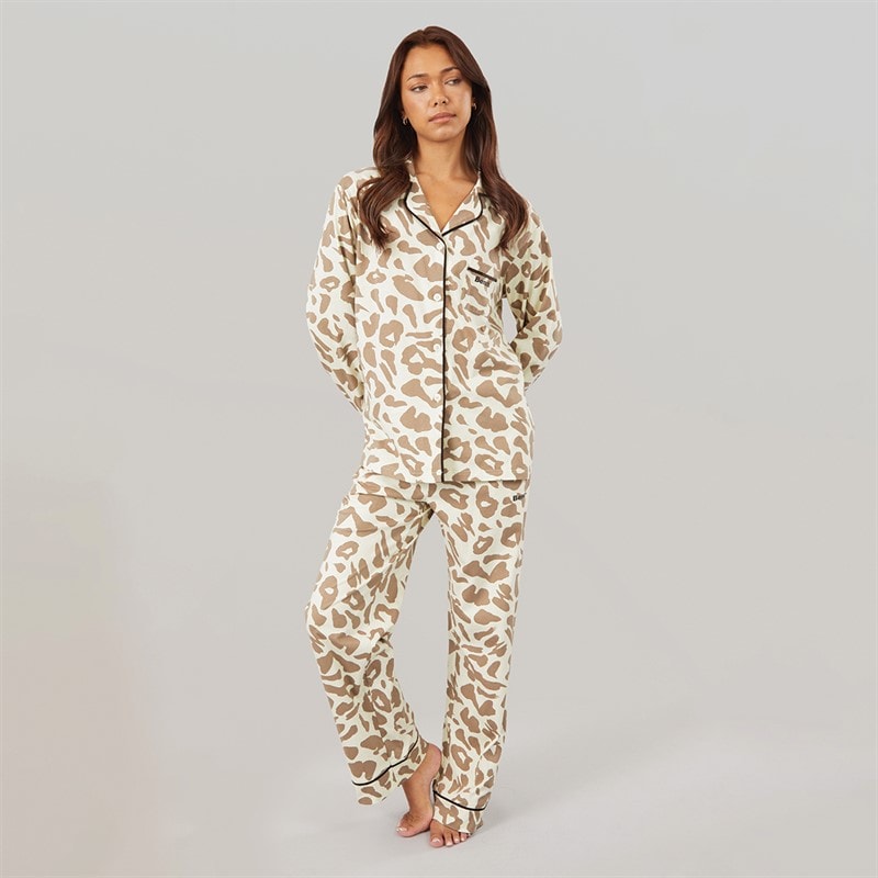 Dame korda pyjamas Ecru/Taupe - Billede 3