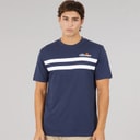 Herre squalius retro stribet t-shirt Marineblå