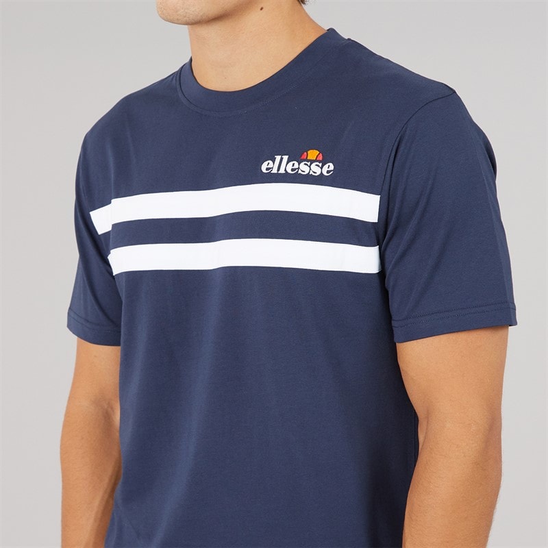 Herre squalius retro stribet t-shirt Marineblå - Billede 3