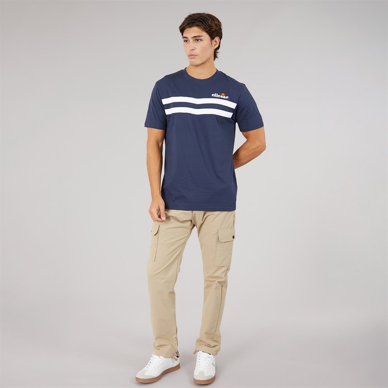 Herre squalius retro stribet t-shirt Marineblå - Billede 4