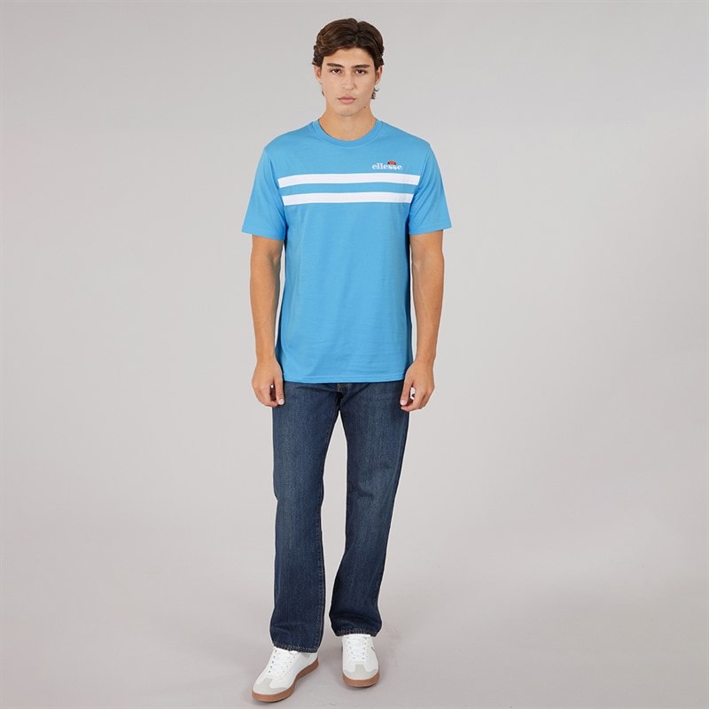 Herre squalius retro stribet t-shirt Blå - Billede 4