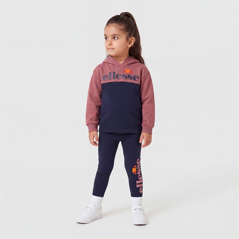 Piger maria logo leggings sæt Rose/Marineblå - Billede 4