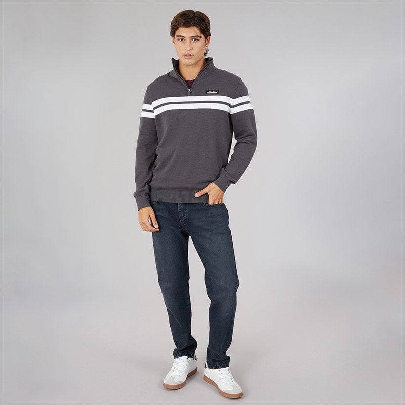 Herre Dison 1/2 zip strikket jumper Dark Grey Marl - Billede 3