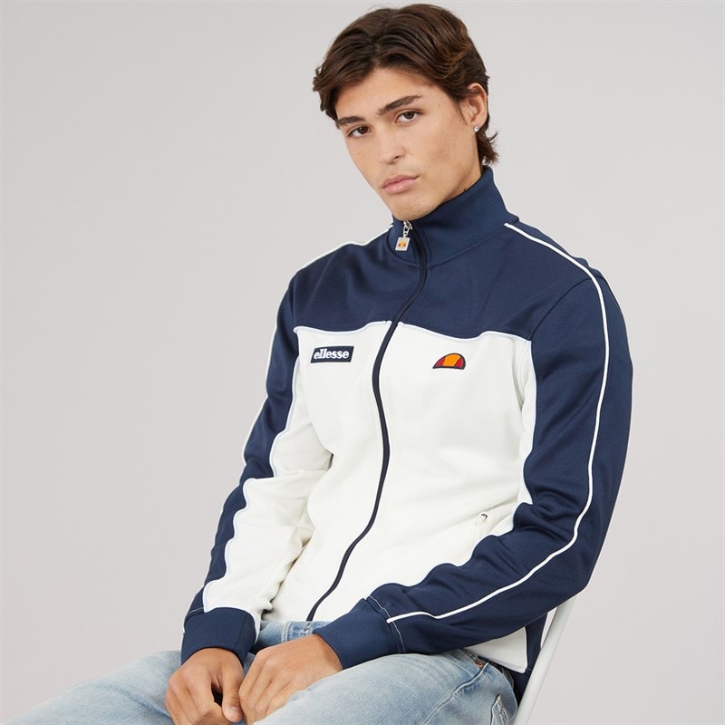 Ellesse Herre libros fuld lynlås træningsjakke - Off White/Marineblå
