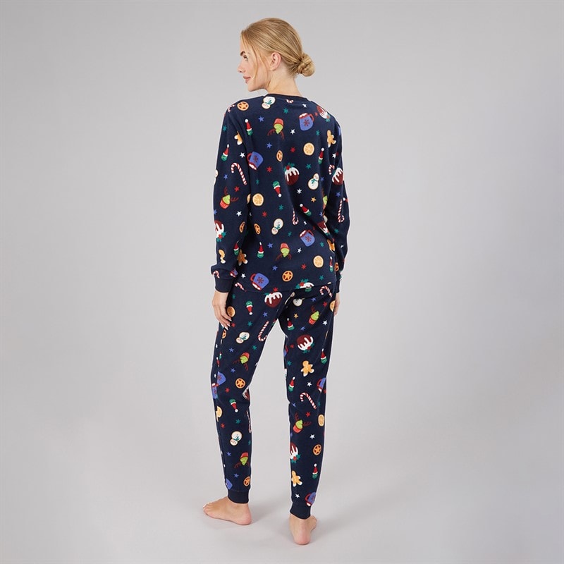 Dame jule microfleece sæt Multi Navy - Billede 2