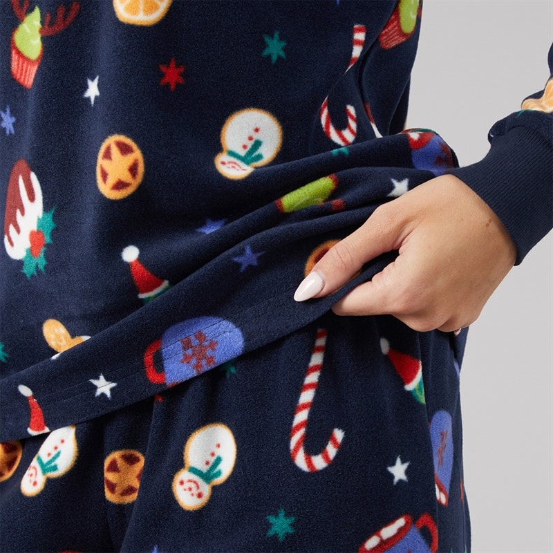 Dame jule microfleece sæt Multi Navy - Billede 3