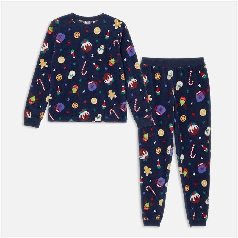 Fluid Børn jule microfleece sæt - Multi Navy