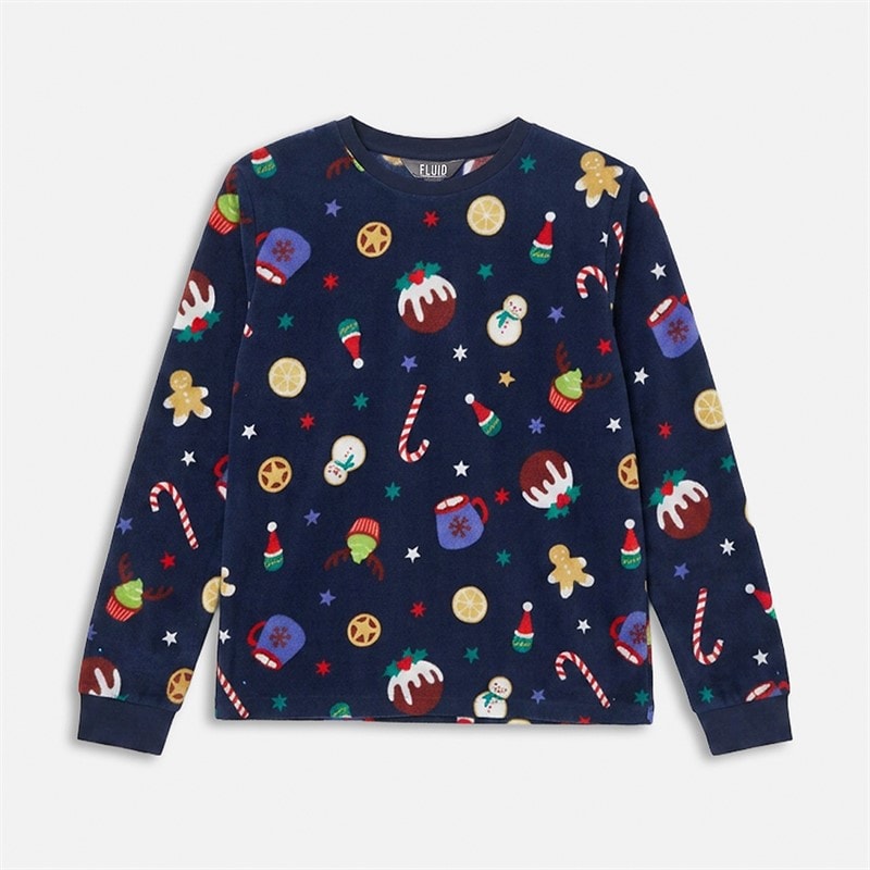 Børn jule microfleece sæt Multi Navy - Billede 2