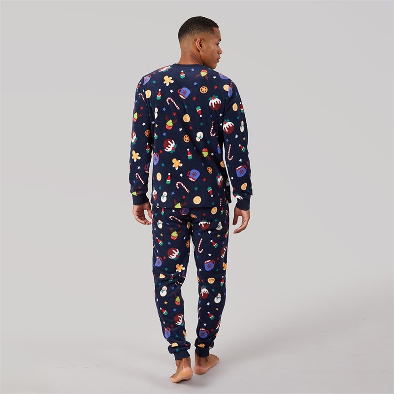 Herre jule microfleece sæt Multi Navy - Billede 2