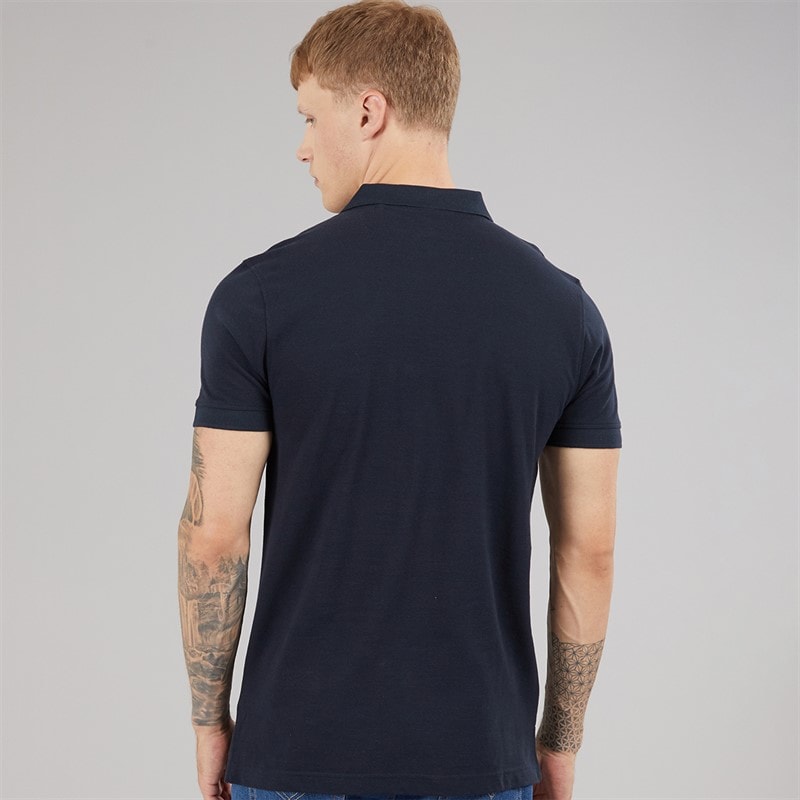 Herre klassisk stribet polo-shirt Marineblå/Smoke Blue - Billede 2