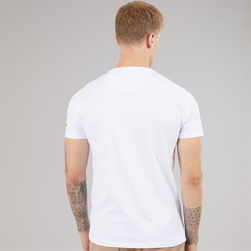 Herre racing stripe t-shirt Hvid/Marineblå/Grå - Billede 2