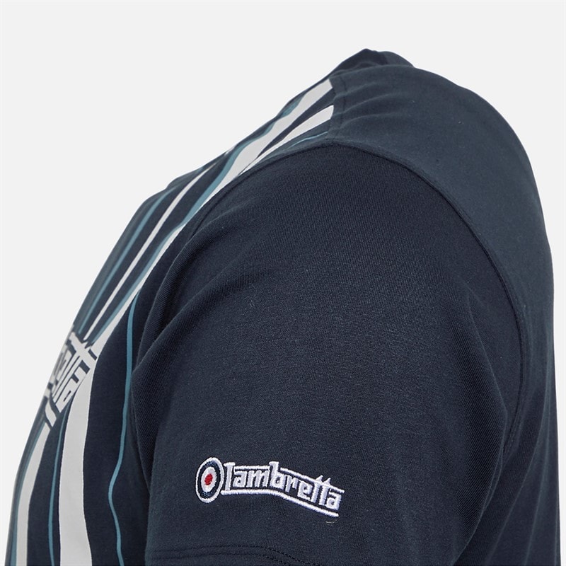 Herre racing stripe t-shirt Navy/Røgblå - Billede 2