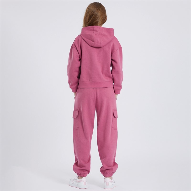 Piger hættetrøje og cargajoggers træningssæt Pink/Rose Wine - Billede 2