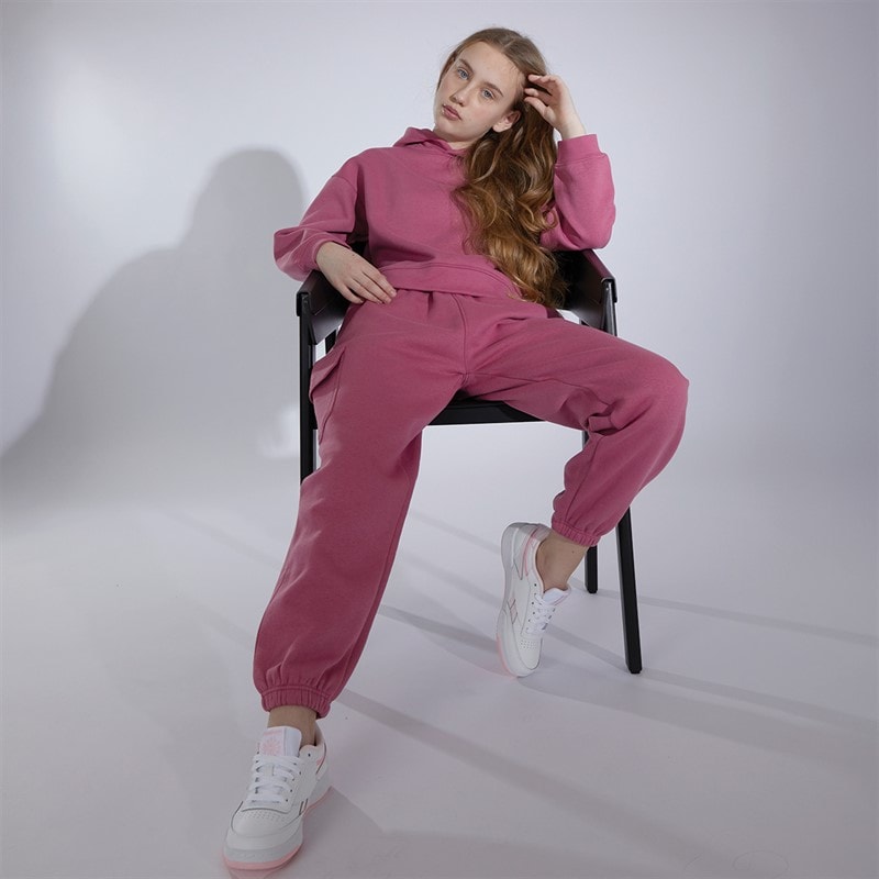 Piger hættetrøje og cargajoggers træningssæt Pink/Rose Wine - Billede 3