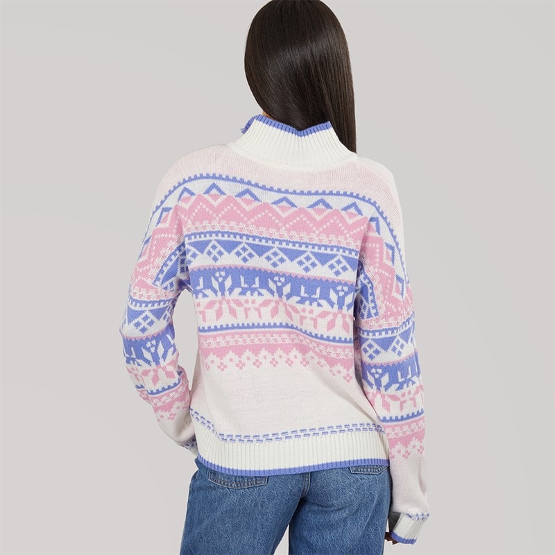 Dame half zip fair isle sweater Pastel Purple Pink - Billede 2