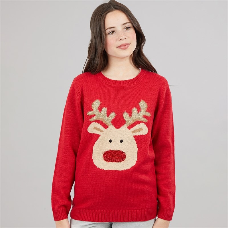 Piger Rudolf julesweater Rød - Billede 3