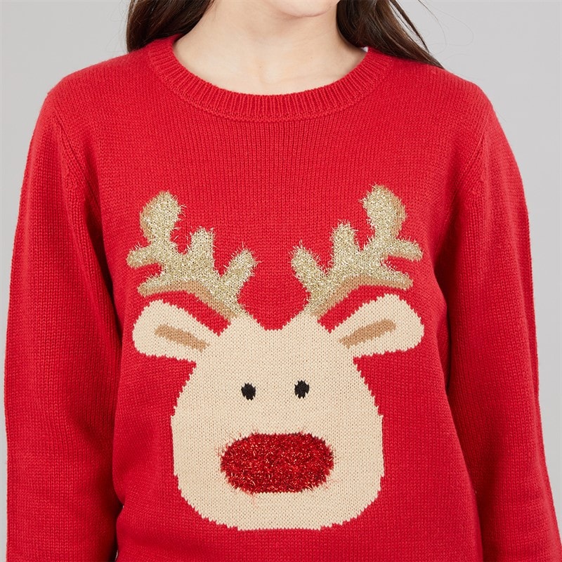 Piger Rudolf julesweater Rød - Billede 5