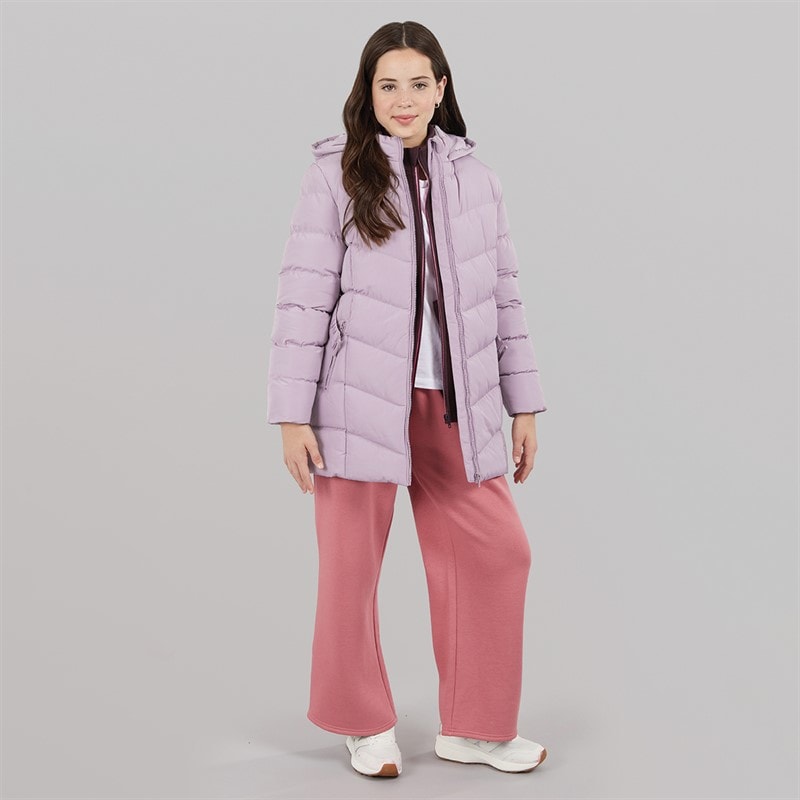 Piger jakke med hætte og bælte Dusky Lilac - Billede 4