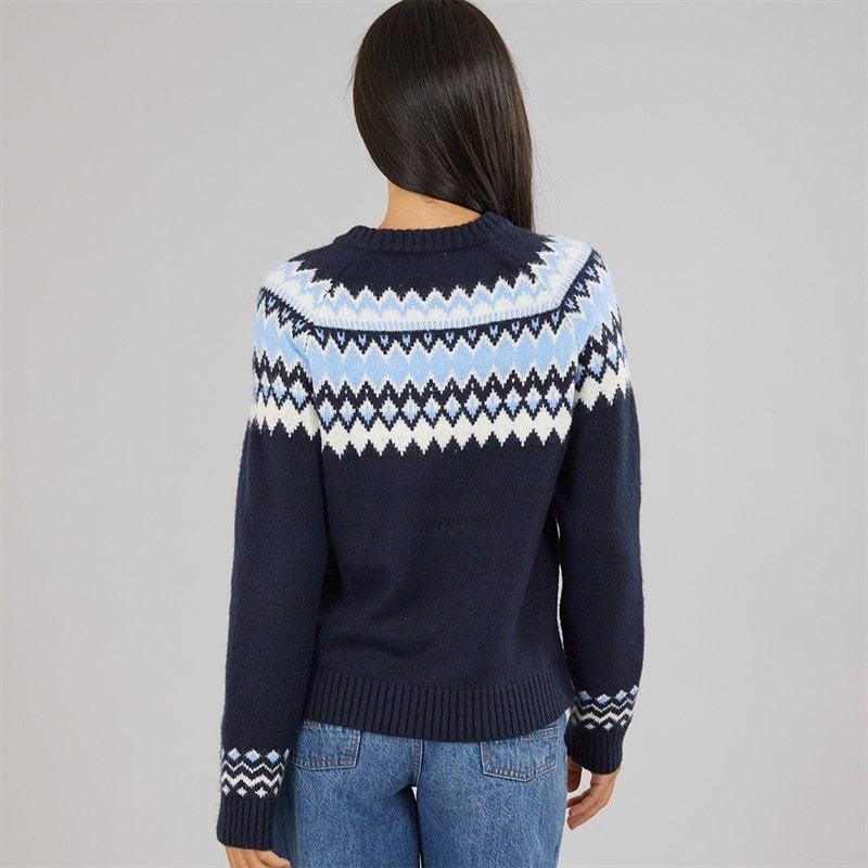 Dame fairisle rundhalset sweater Marineblå/Blå/Ivory - Billede 2