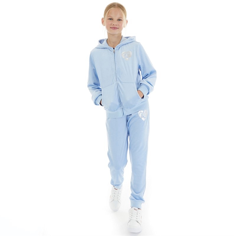 Juicy Couture Piger velour tracksuit med hjerte-logo - Della Robbia Blue - Billede 1