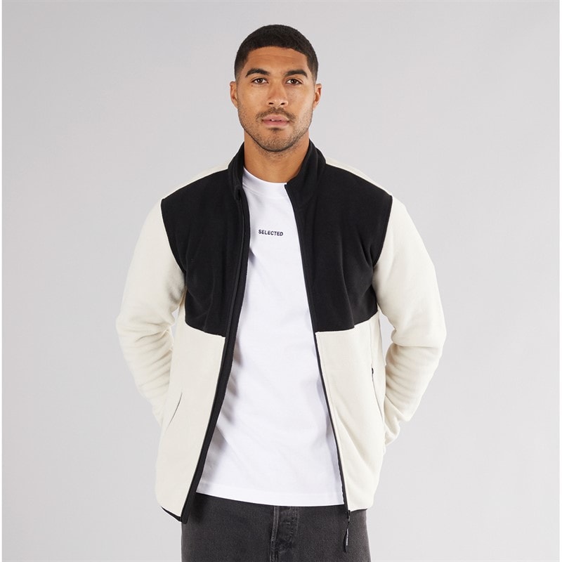 JACK & JONES Herre flame fleece med fuld lynlås - Moonbeam