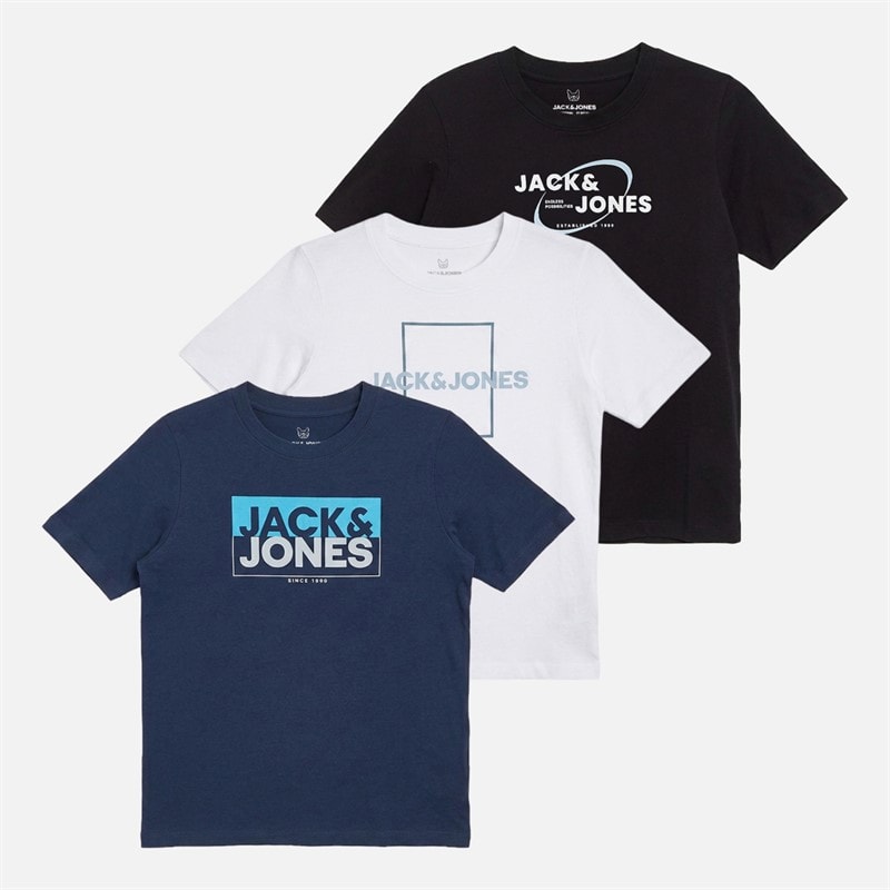 Drenge stone tre-pak t-shirts Hvid/Navy Blazer/Sort - Billede 1