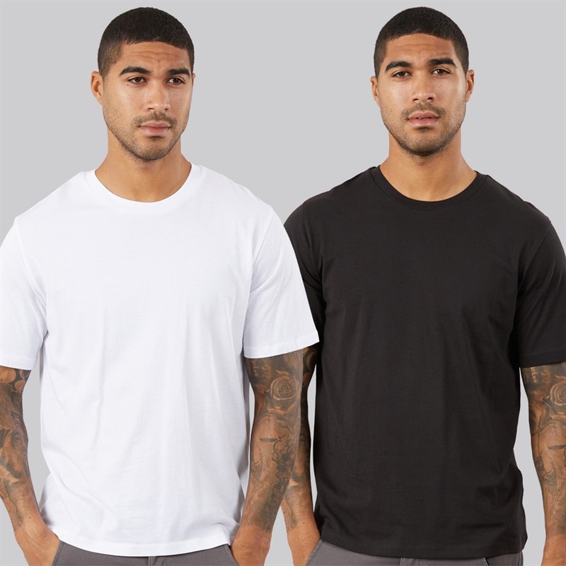 Herre yuto print to-pak t-shirts / sort Hvid/Sort - Billede 2