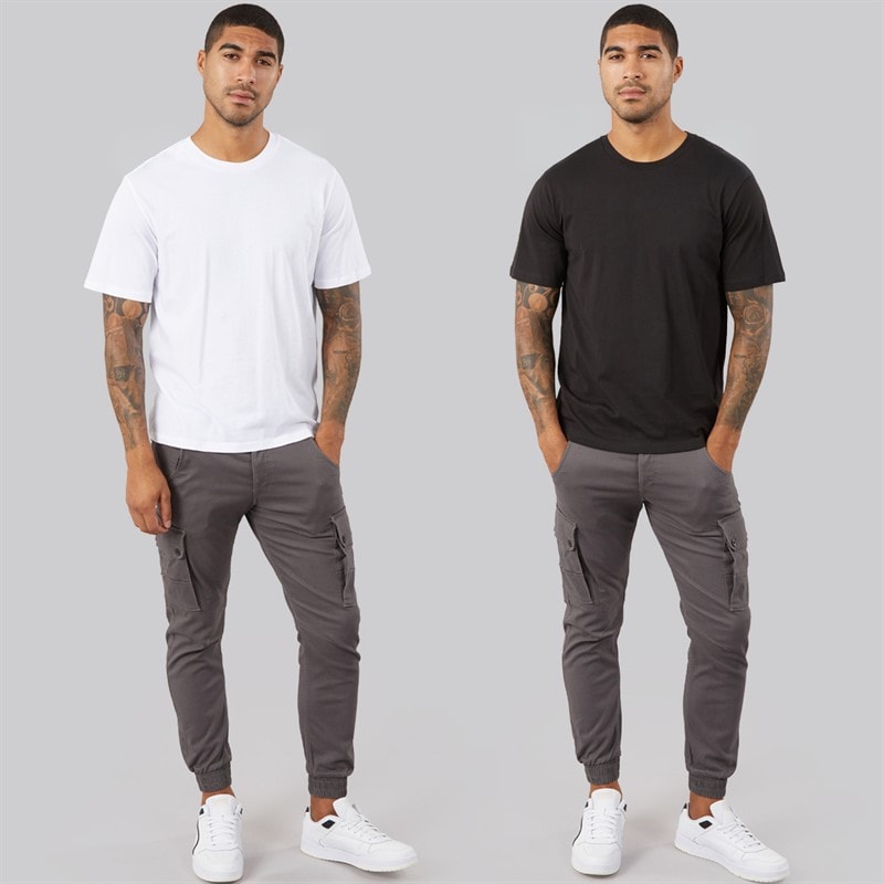Herre yuto print to-pak t-shirts / sort Hvid/Sort - Billede 4