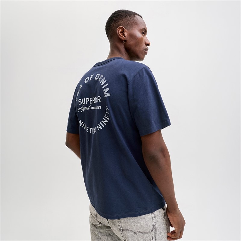 Herre dover grafisk t-shirt Navy Blazer - Billede 1