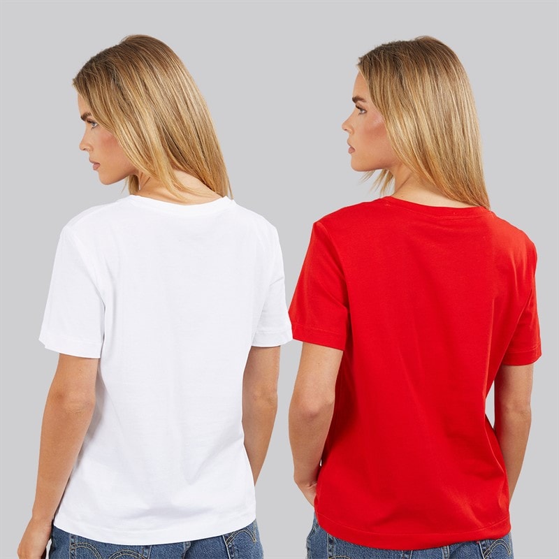 Dame logo to-pak v-hals t-shirts Adrenaline Rush/Brilliant White - Billede 2